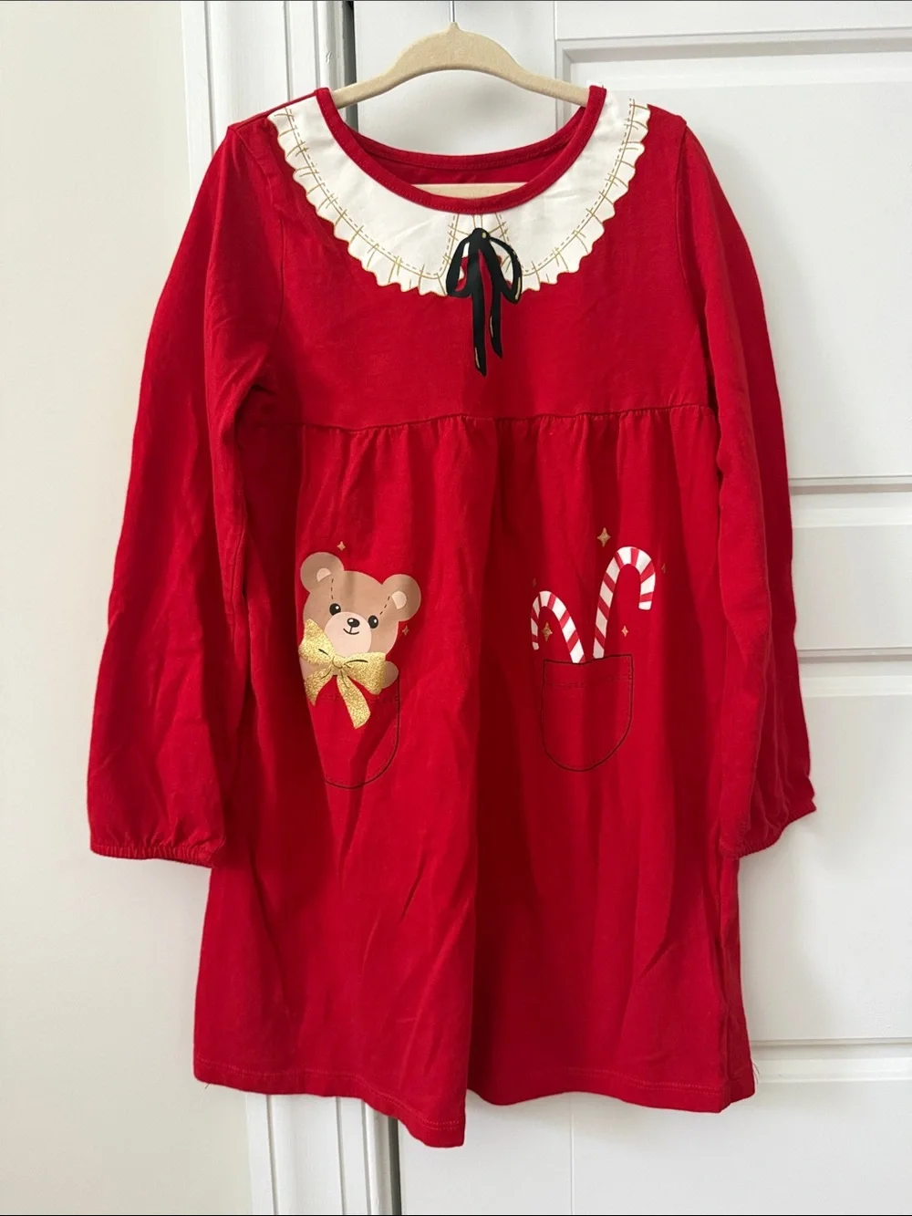 H&M Red Girls' Festive Teddy & Candy Cane Dress